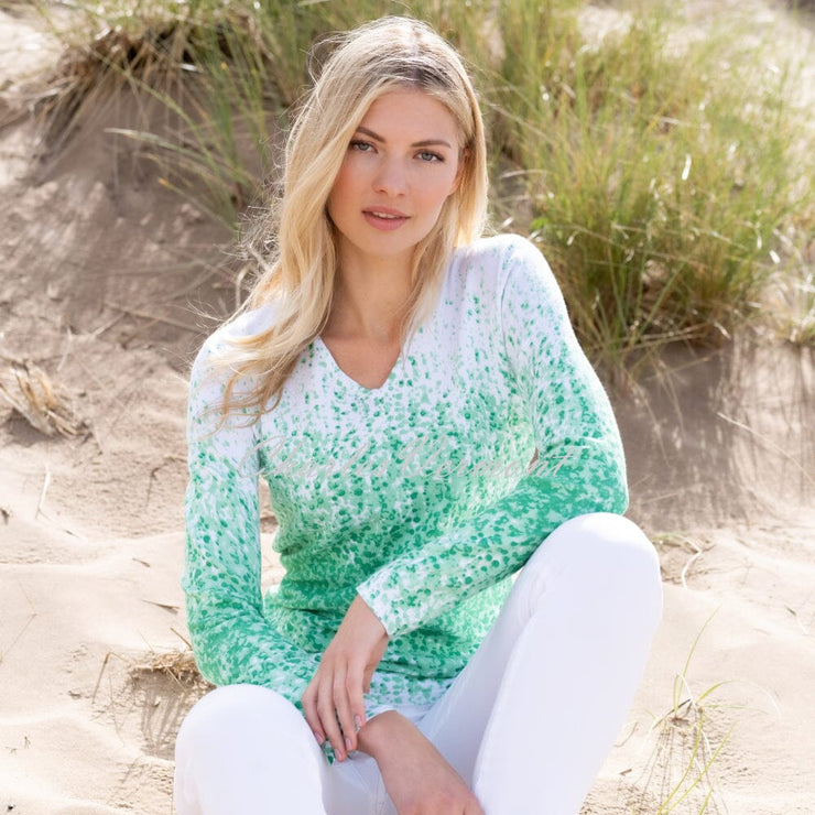 Marble Sweater - Style 6504-198 (White / Green)