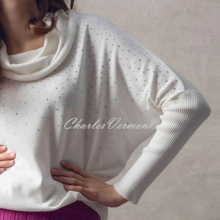 Marble Sweater With Rhinestone Detail - Style 6733-104 (Ivory)