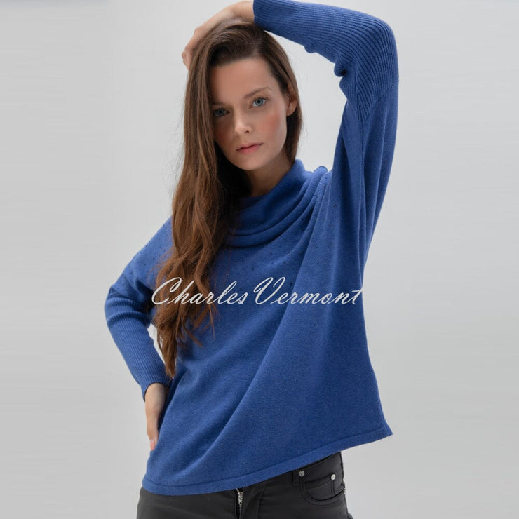 Marble Sweater With Rhinestone Detail - Style 6733-225 (Indigo)