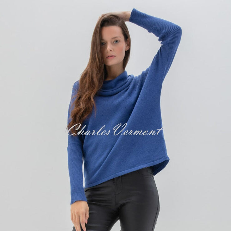 Marble Sweater With Rhinestone Detail - Style 6733-225 (Indigo)