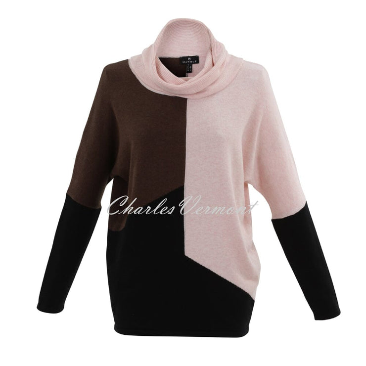 Marble Cowl Neck Sweater - Style 6765-120 (Pink / Chocolate / Black)