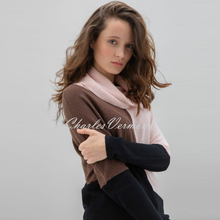 Marble Cowl Neck Sweater - Style 6765-120 (Pink / Chocolate / Black)