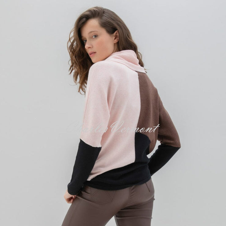 Marble Cowl Neck Sweater - Style 6765-120 (Pink / Chocolate / Black)