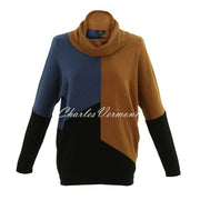 Marble Cowl Neck Sweater - Style 6765-224 (Rust / Indigo / Black)