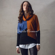 Marble Cowl Neck Sweater - Style 6765-224 (Rust / Indigo / Black)