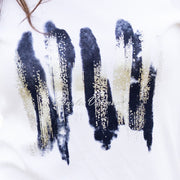 Marble Brush Stroke Print Top - Style 6928-103 (White / Navy)