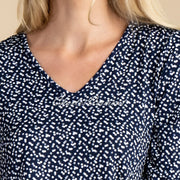 Marble Polka Dot Print Tunic Top - Style 6956-103 (Navy / White)