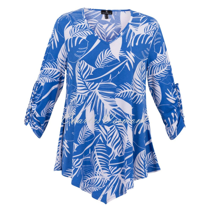 Marble Tunic Top - Style 6961-201 (Deep Blue / White) | Charles Vermont