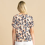 Marble Animal Print Top - Style 6978-196 (Champagne / Navy / Multi)