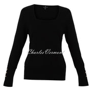 Marble Square Neck Top - Style 7108-101 (Black)