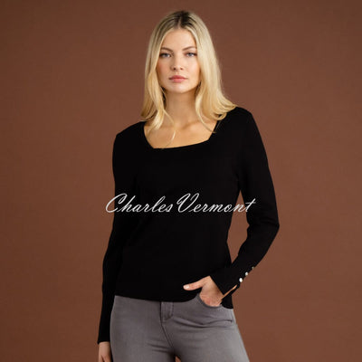 Marble Square Neck Top - Style 7108-101 (Black)