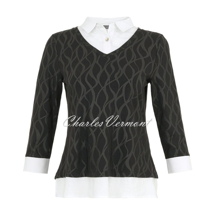 Dolcezza 'Timeless Leather' 2-In-1 Sweater With Shirt Insert - Style 74122