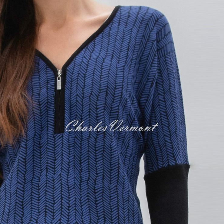 Marble Zip Sweater - Style 7533-225 (Indigo / Black)