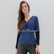 Marble Zip Sweater - Style 7533-225 (Indigo / Black)