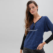 Marble Zip Sweater - Style 7533-225 (Indigo / Black)