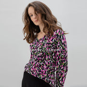 Marble Printed Sweater - Style 7534-221 (Citrus / Magenta / Multi)