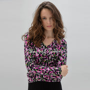 Marble Printed Sweater - Style 7534-221 (Citrus / Magenta / Multi)