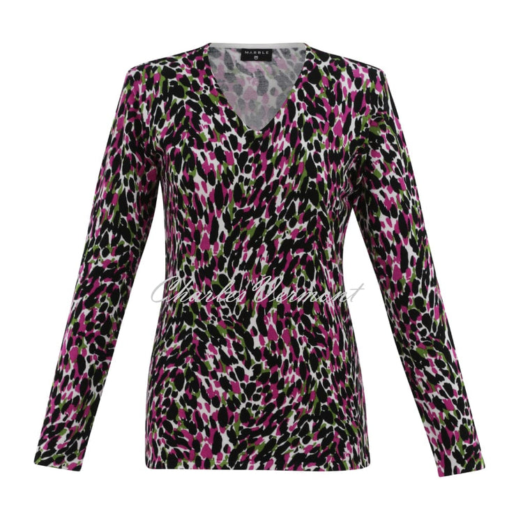 Marble Printed Sweater - Style 7534-221 (Citrus / Magenta / Multi)