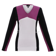 Marble Colour Block Sweater - Style 7557-222 (Magenta / Multi)