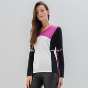 Marble Colour Block Sweater - Style 7557-222 (Magenta / Multi)