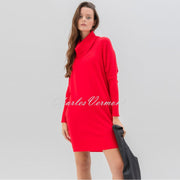 Marble Cowl Neck Dress With Rhinestone Detail - Style 7558-109 (Red)