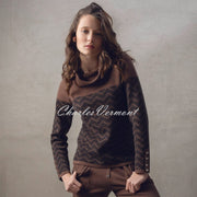 Marble Chevron Knit Sweater - Style 7560-220 (Chocolate / Black)