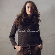 Marble Chevron Knit Sweater - Style 7560-220 (Chocolate / Black)