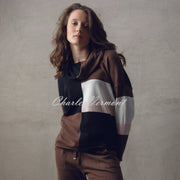 Marble Colour Block Knit Sweater - Style 7571-220 (Chocolate / Multi)