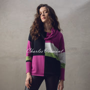 Marble Colour Block Knit Sweater - Style 7571-222 (Magenta / Multi)