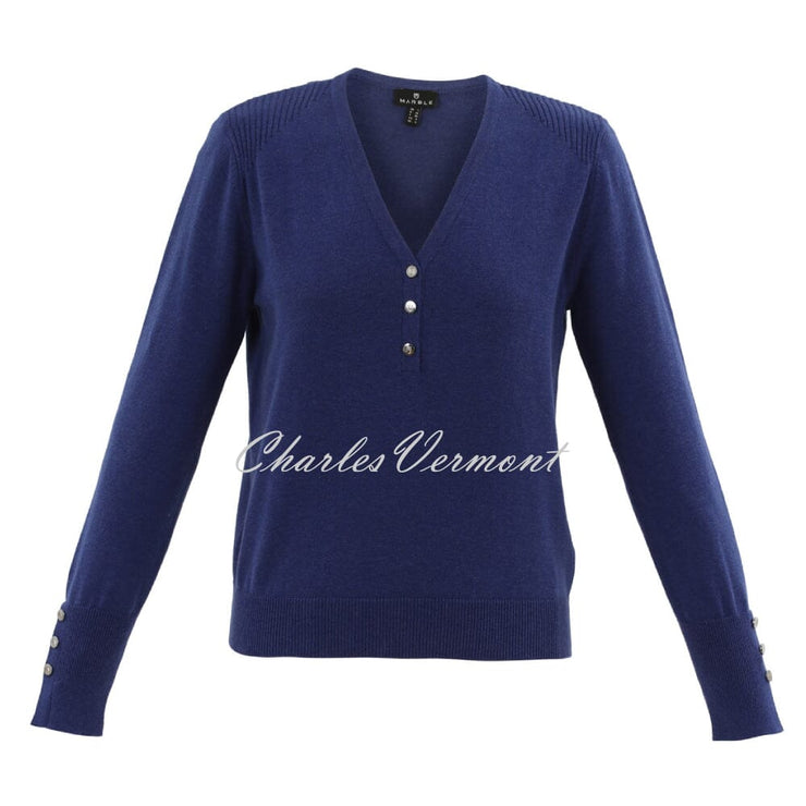 Marble V-Neck Sweater - Style 7580-225 (Indigo)