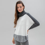 Marble Cowl Neck Sweater - Style 7606-105 (Charcoal / Ivory)