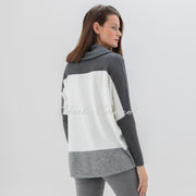 Marble Cowl Neck Sweater - Style 7606-105 (Charcoal / Ivory)