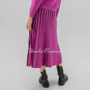 Marble Striped Pleated Knit Skirt - Style 7598-222 (Magenta / Black)