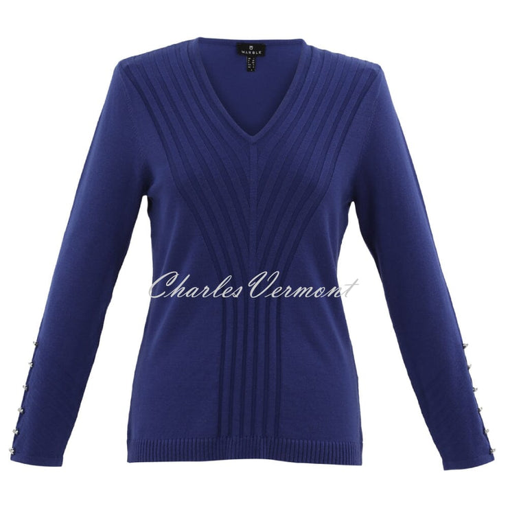 Marble Patterned Rib Sweater - Style 7670-225 (Indigo)