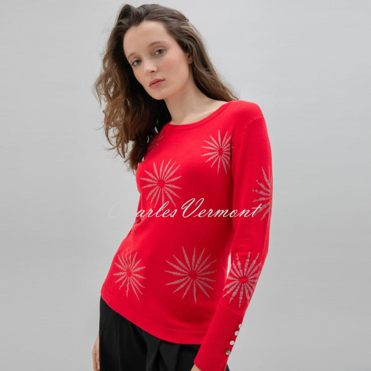 Marble Starburst Print Sweater - Style 7674-109 (Red)