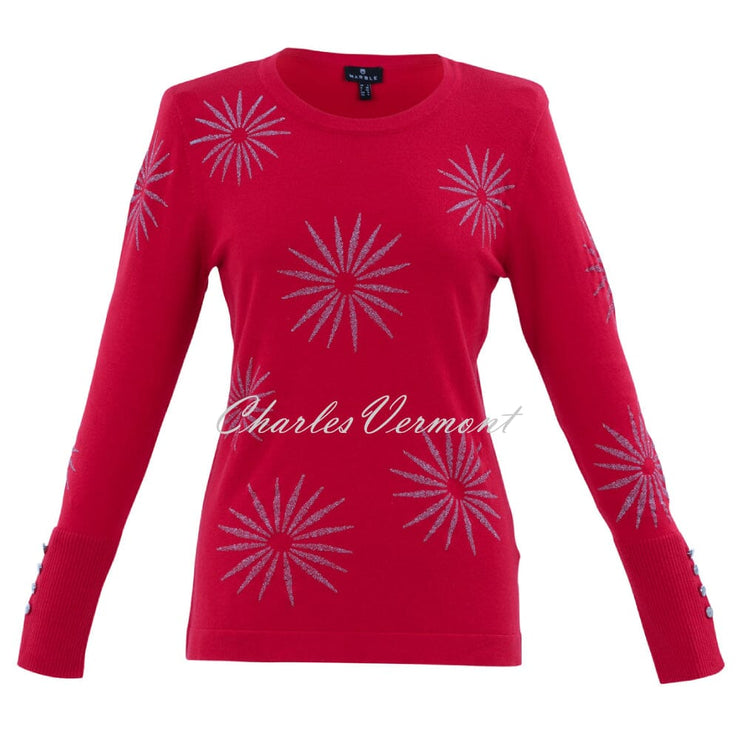 Marble Starburst Print Sweater - Style 7674-109 (Red)