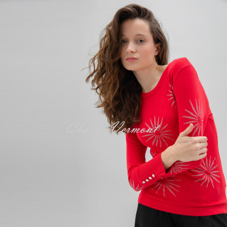 Marble Starburst Print Sweater - Style 7674-109 (Red)