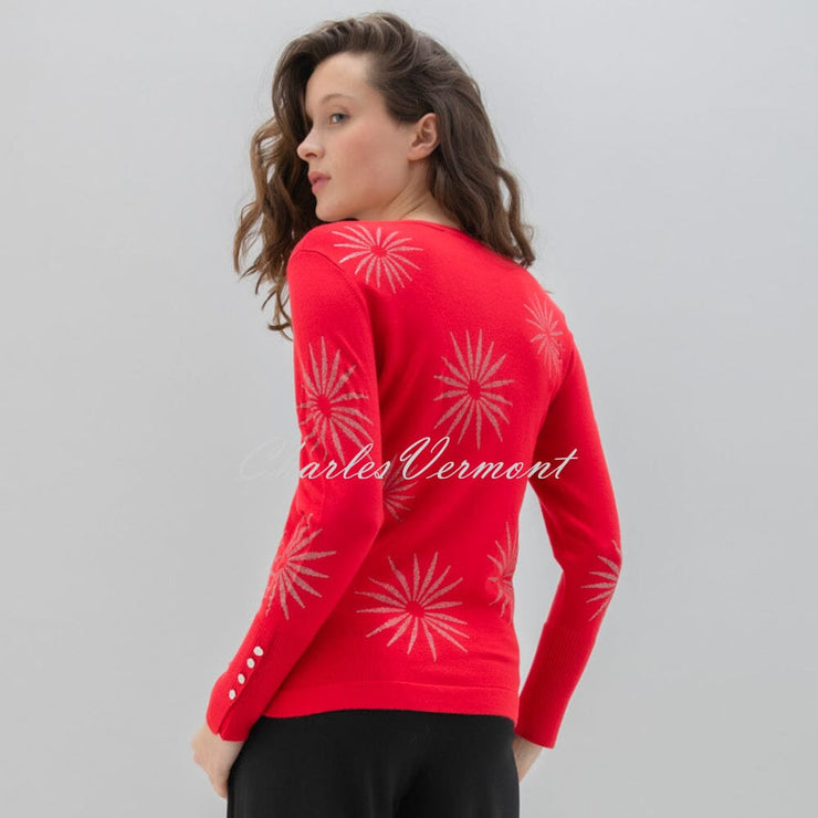 Marble Starburst Print Sweater - Style 7674-109 (Red)