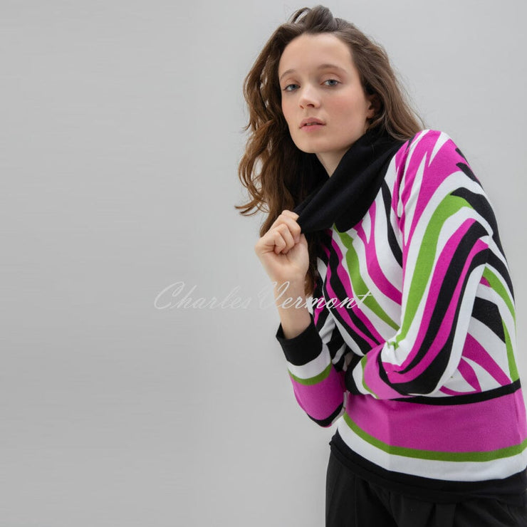 Marble Printed Sweater - Style 7677-222 (Magenta / Multi)