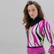 Marble Printed Sweater - Style 7677-222 (Magenta / Multi)