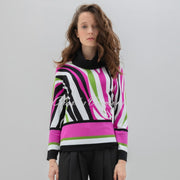 Marble Printed Sweater - Style 7677-222 (Magenta / Multi)