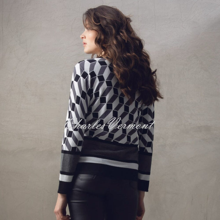 Marble Geometric Print Sweater - Style 7678-105 (Charcoal)