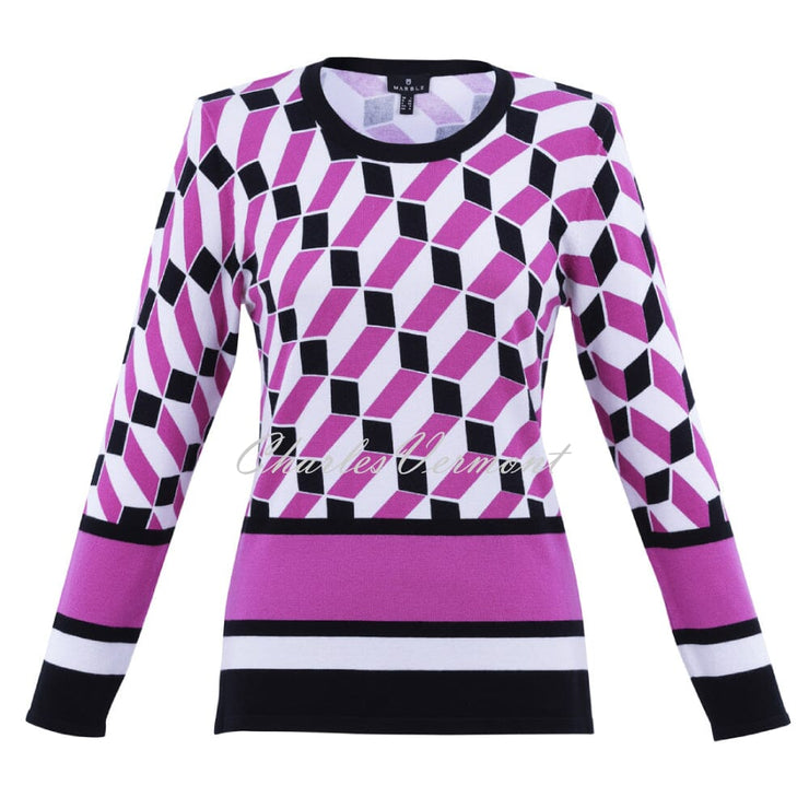 Marble Geometric Print Sweater - Style 7678-222 (Magenta)