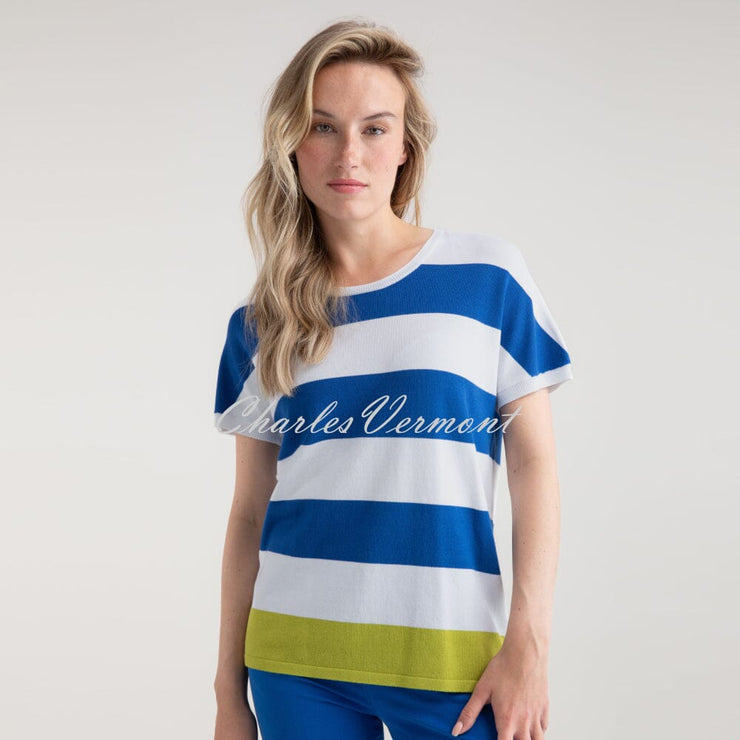 Marble Striped Knit Top - Style 7805-153 (Cobalt / Lime)