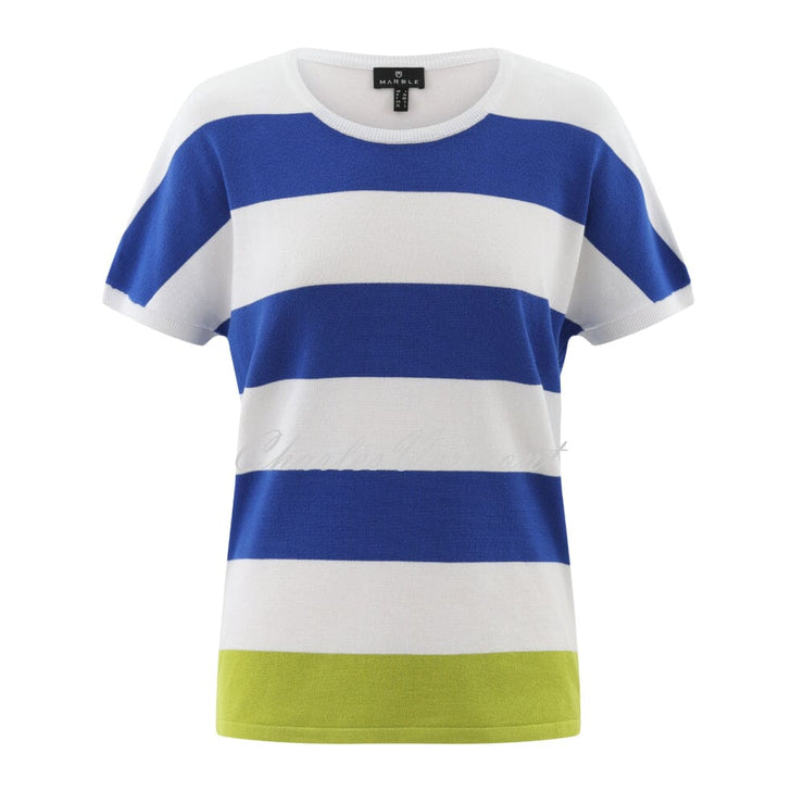 Marble Striped Knit Top - Style 7805-153 (Cobalt / Lime)