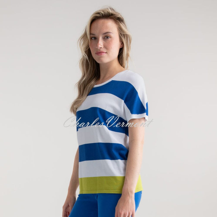 Marble Striped Knit Top - Style 7805-153 (Cobalt / Lime)