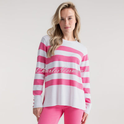 Marble Striped Sweater - Style 7807-194 (Pink / White)