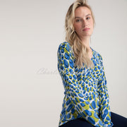 Marble V-Neck Abstract Print Sweater - Style 7808-153 (Cobalt / Lime / Multi)