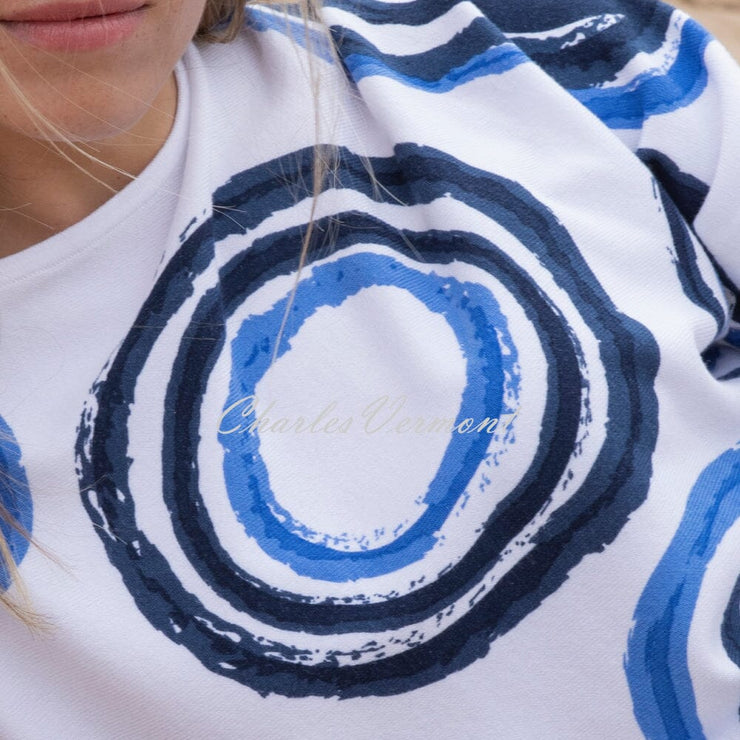 Marble Circular Print Top - Style 7809-153 (Cobalt / Navy / White)