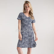 Marble Abstract Print Reversible Dress - Style 7922-103 (Navy)